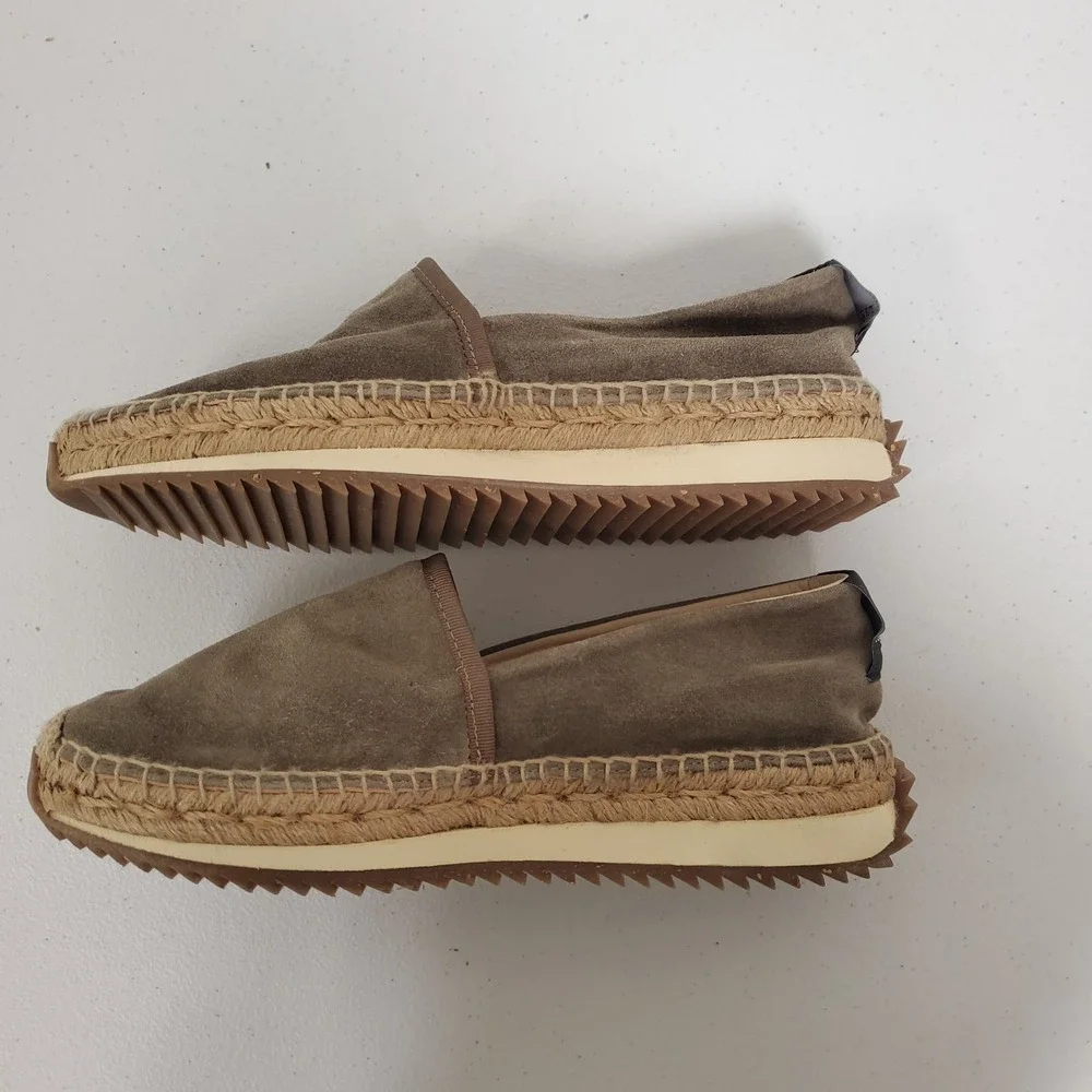 Rag & Bone Women Leather Slip On Platform Espadrilles Size 9.5 US 39.5 EU Brown
